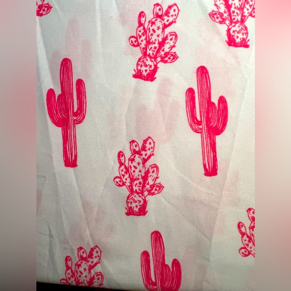 Wrangler NWT Pink & White Cactus Theme 4 Piece Twin Washed Sheet Set - Picture 4 of 7
